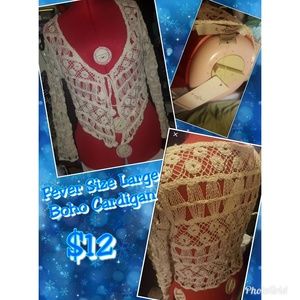 NWT Fever Brand Crochet Tie Front Boho Cardigan
